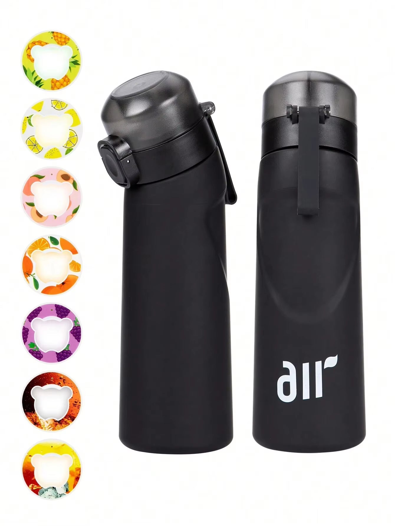 1Pc Air Water Bottle with 1Pc Random Flavor Pods Portable Transparent with Straw Leak Proof Suitable for Outdoor Sports