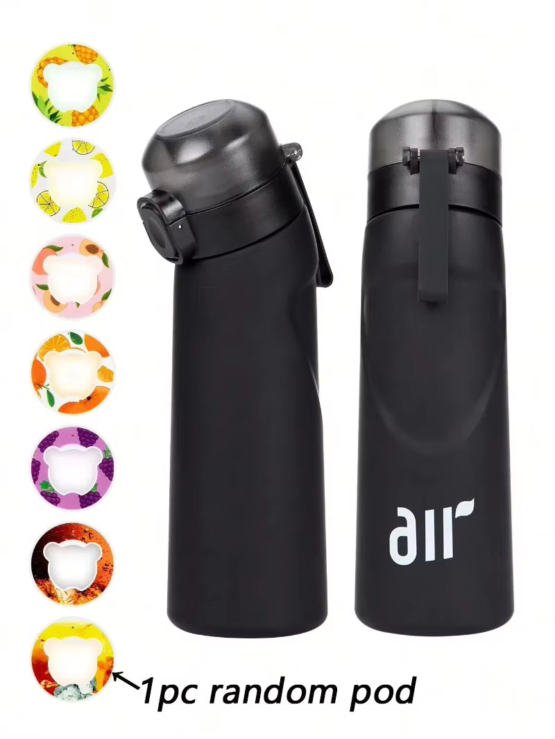 1Pc Air Water Bottle with 1Pc Random Flavor Pods Portable Transparent with Straw Leak Proof Suitable for Outdoor Sports